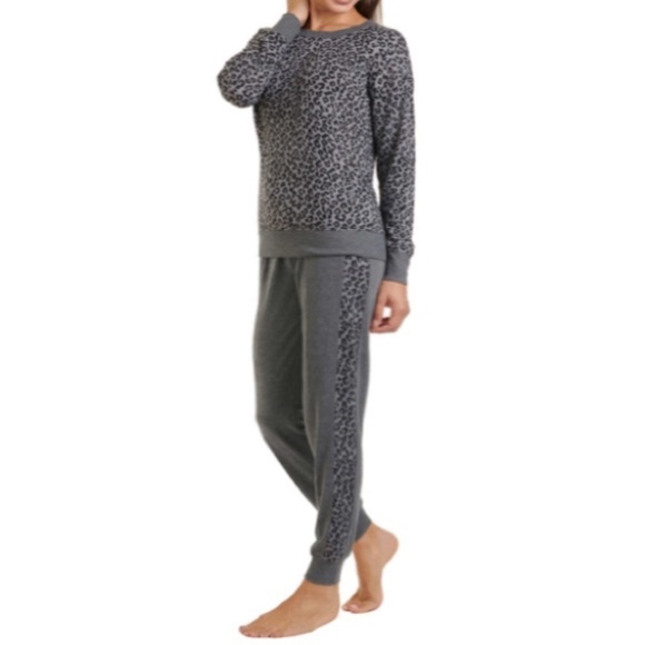 NEW Splendid Charcoal Heather Gray Black Leopard 2 Piece Loungewear Size XS - Picture 2 of 8